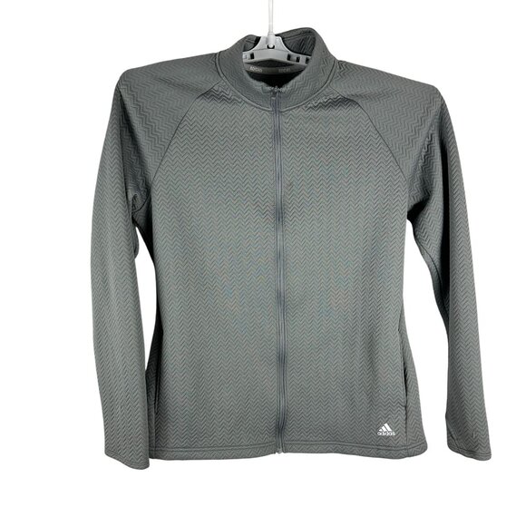 Adidas XL Golf Jacket Full-Zip Herringbone 100% Polyester Gray Long Sleeve - Picture 1 of 8